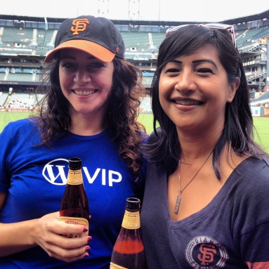 @sararosso and @cherilucas in Triples Alley, pre-game